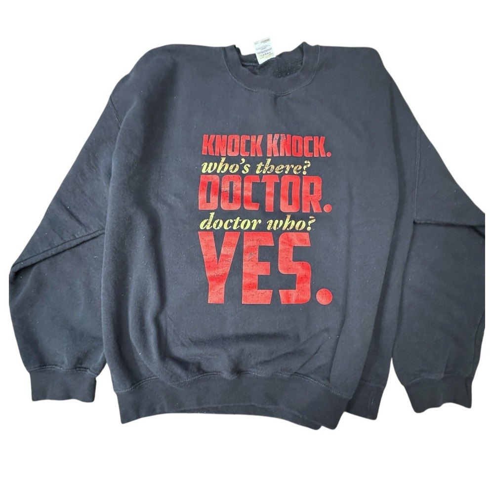 Funny Knock Knock Who's There Doctor‎ Novelty Design Unisex XL Blue Sweatshirt